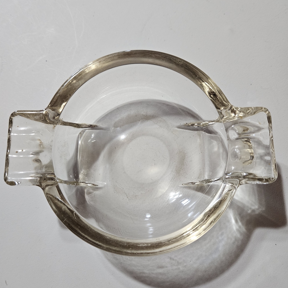 Clear Glass Ashtray with Side Rests